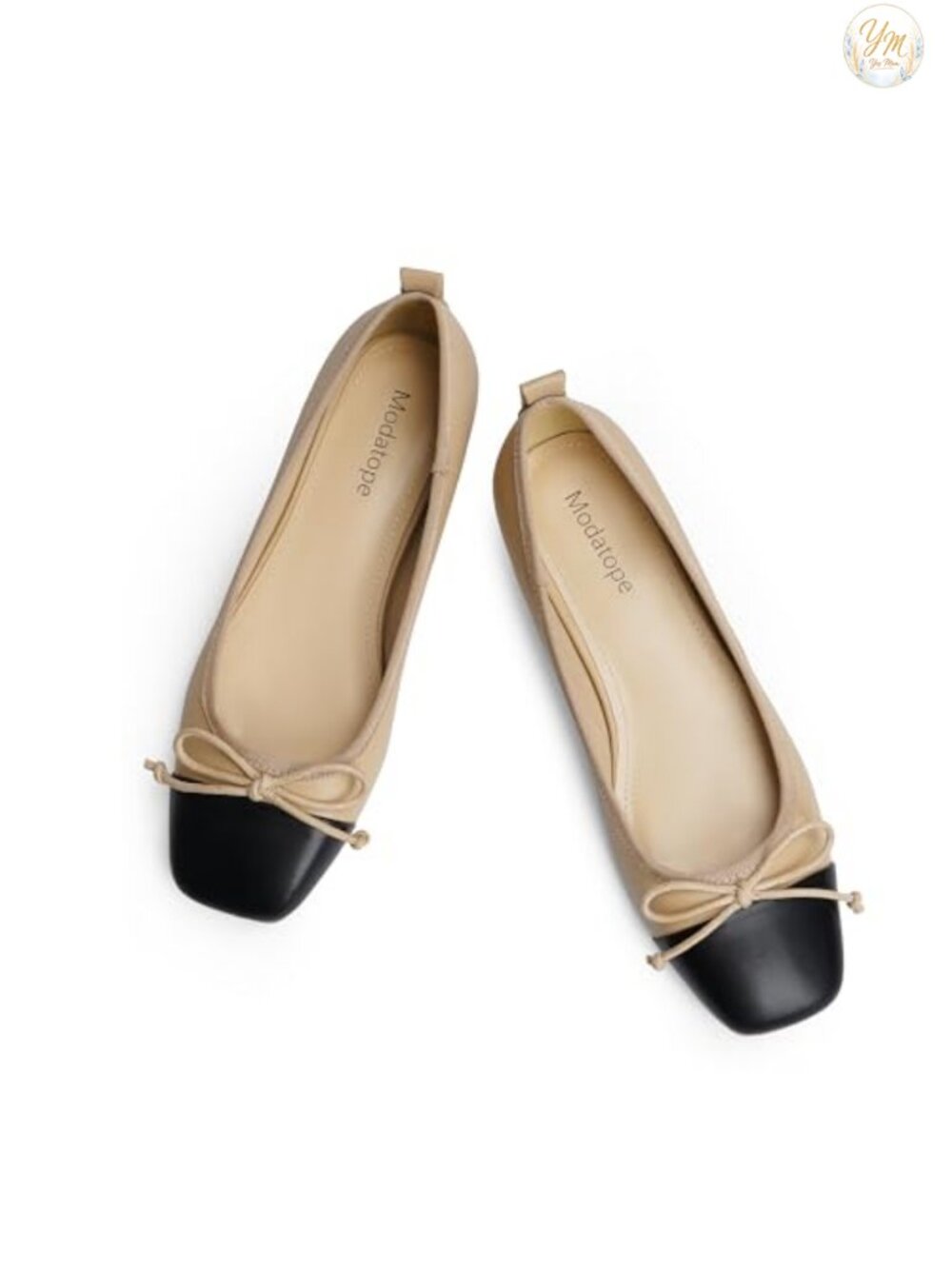 Faux Leather Bow Ballet Flats for Women Slip On Square Toe Comfort Dress Shoes